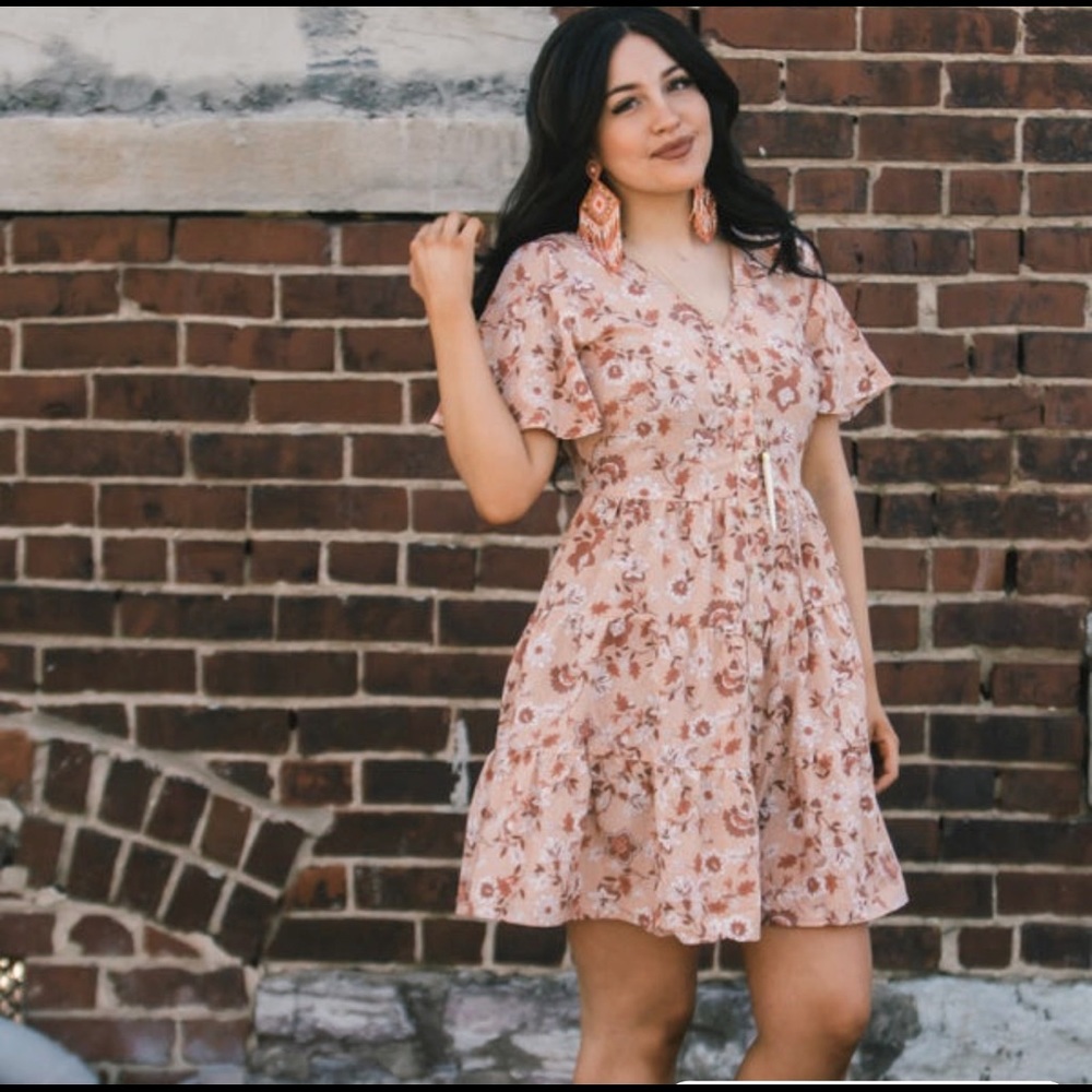 Women’s peach floral dress
